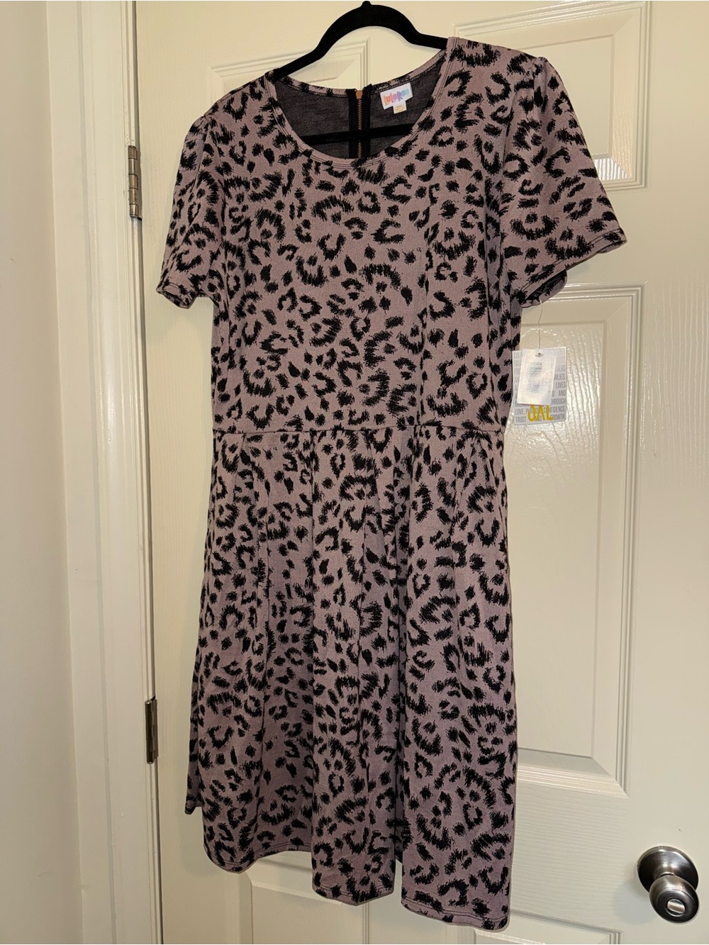 LuLaRoe Mauve and Black Leopard Print Midi Dress